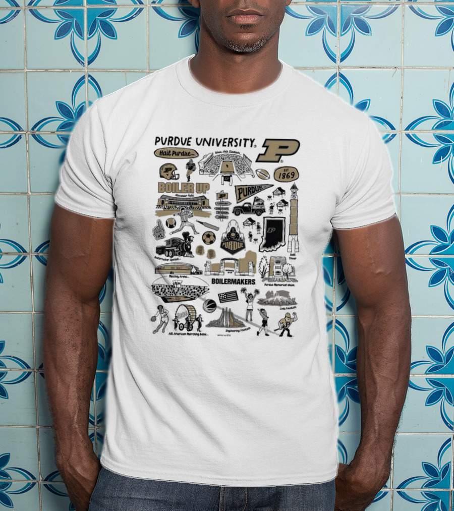 Purdue Boilermakers Hail Purdue University Boiler Up Ross-Ade Stadium Memorial Union Impressions T-Shirt