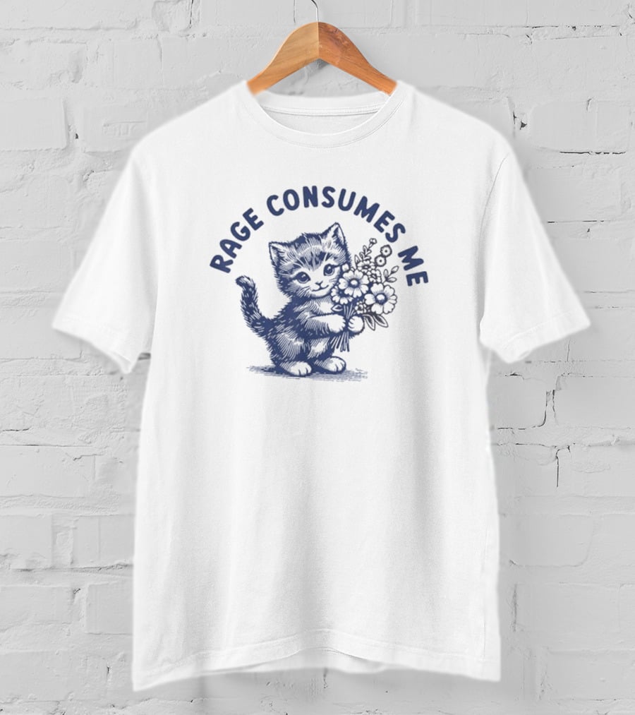 Rage Consumes Me Floral Cat T-Shirt