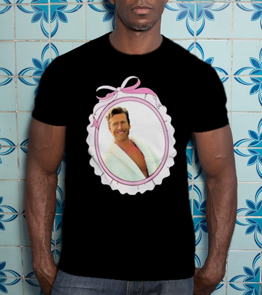 Cherrydaze Glen Powell Pink Ribbon Scalloped Frame T-Shirt