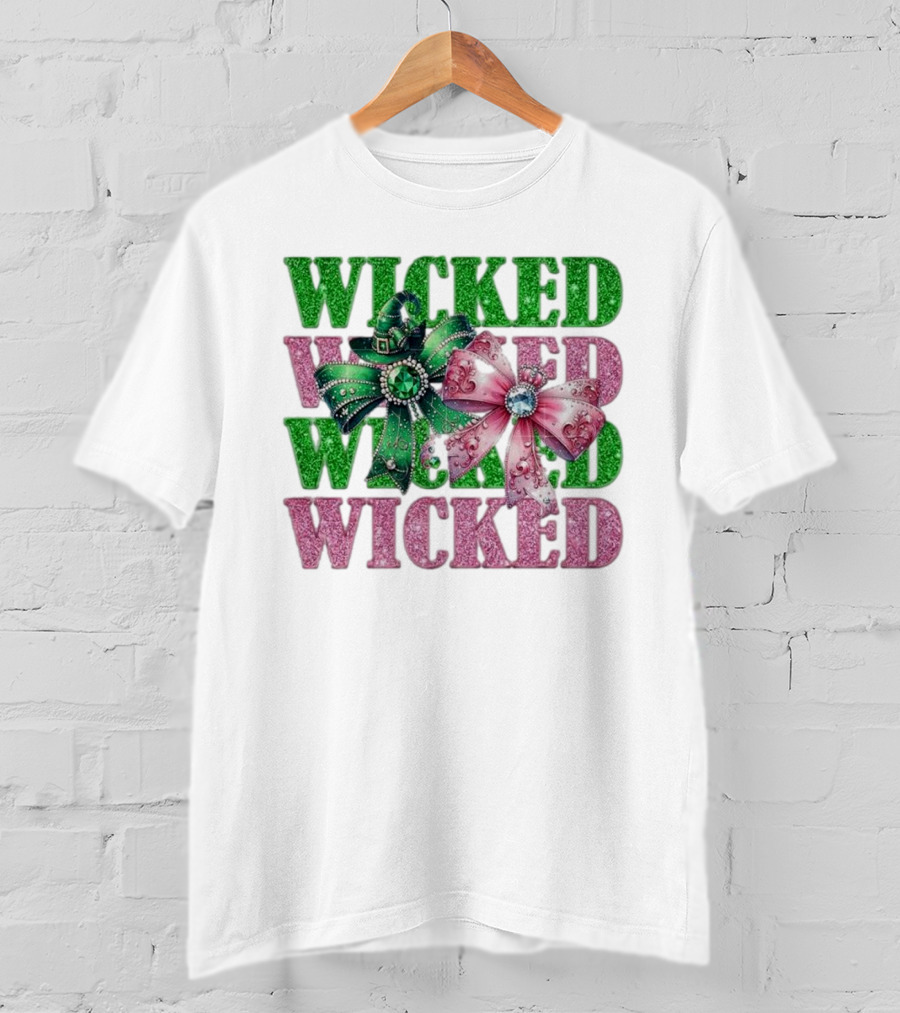 Wicked Coquette Glitter Green Pink Bow Hat T-Shirt