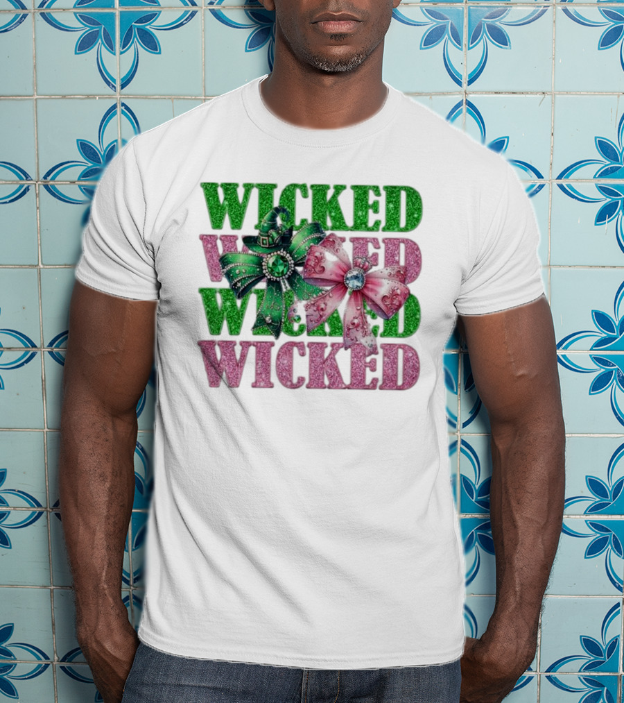 Wicked Coquette Glitter Green Pink Bow Hat T-Shirt