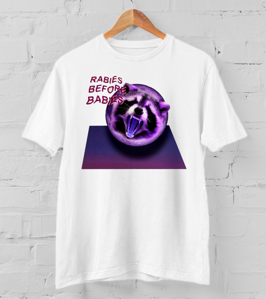 Rabies Before Babies Raccoon Spherical Illusion T-Shirt