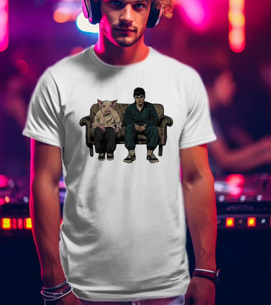 RenMakes Ren Couch Pig Painting Sitting Together T-Shirt