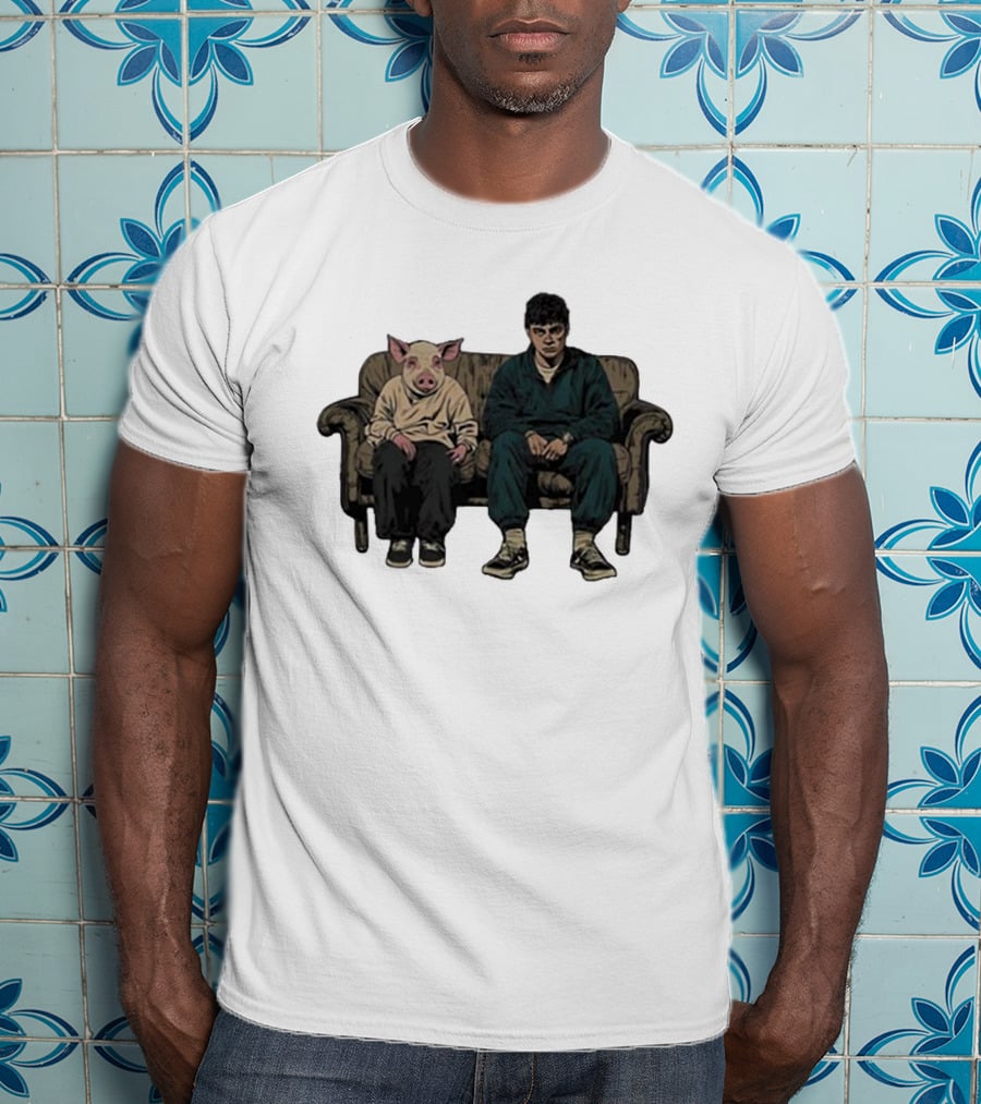 RenMakes Ren Couch Pig Painting Sitting Together T-Shirt