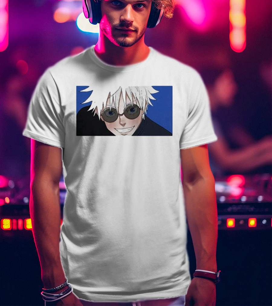 Young Gojo Anime Manga Character Blue Background T-Shirt