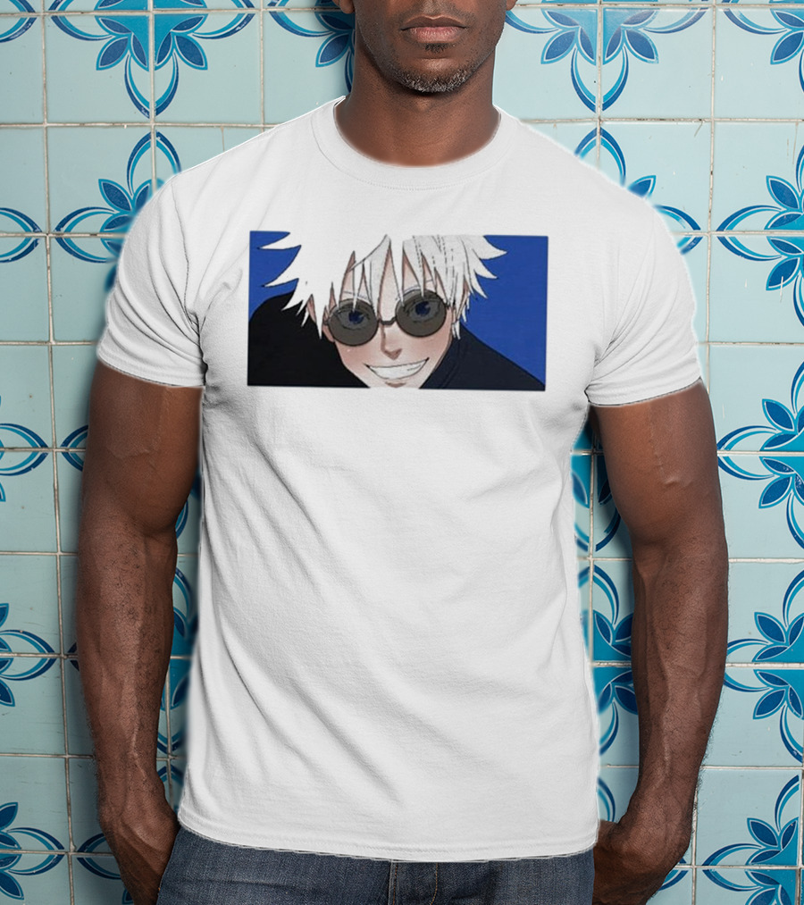 Young Gojo Anime Manga Character Blue Background T-Shirt