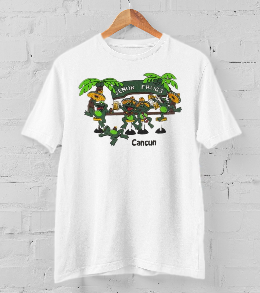 Señor Frog’s Cancun Mexico Palm Trees And Frogs With Sombreros T-Shirt