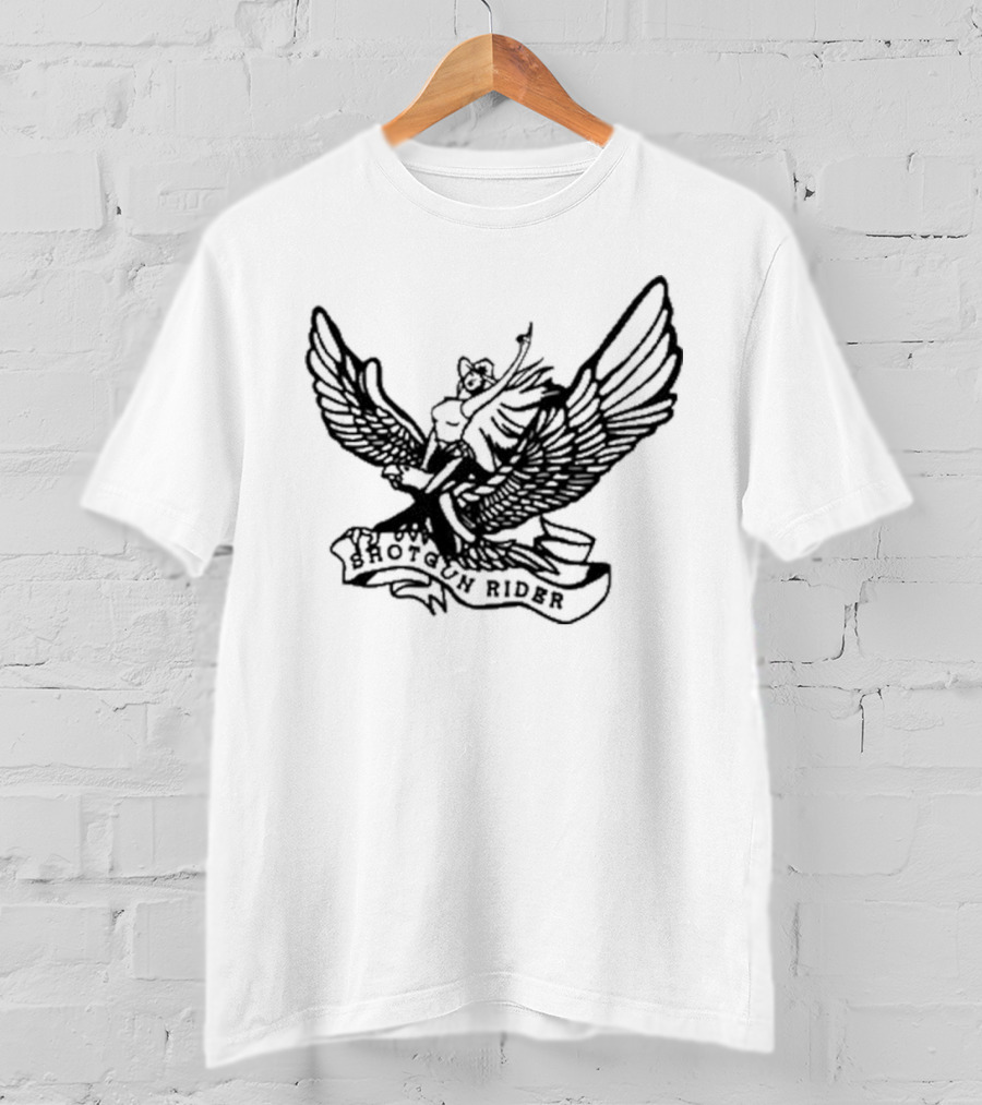 Shotgun Rider Eagle Motorcyclist Banner T-Shirt