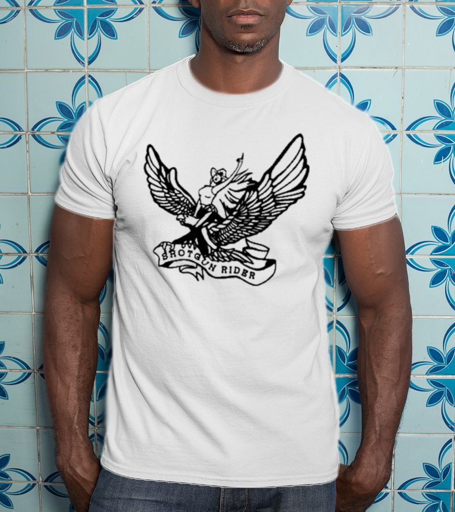 Shotgun Rider Eagle Motorcyclist Banner T-Shirt