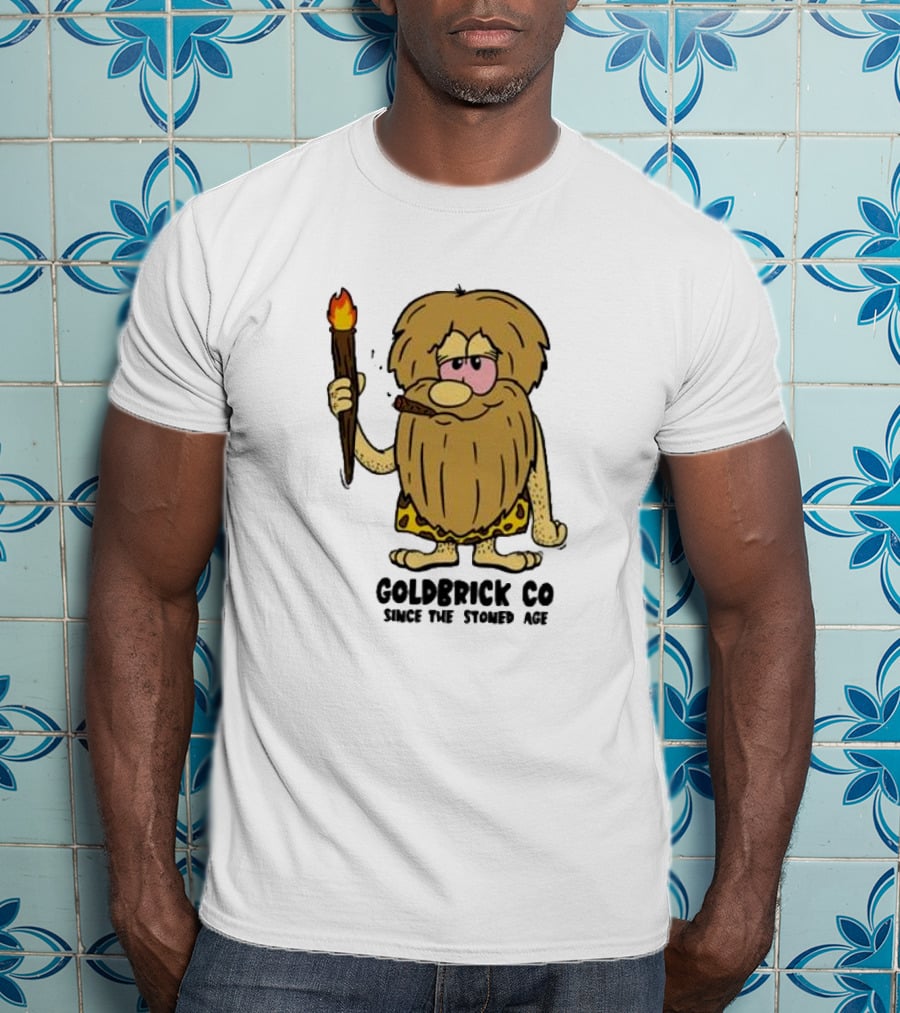 Goldbrick Co Since The Stoned Age Caveman With Torch And Cigar T-Shirt