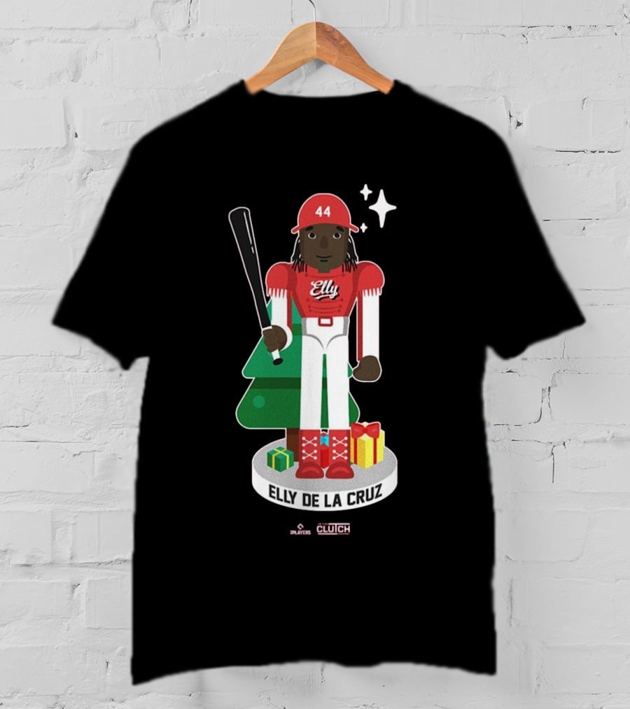 Elly De La Cruz MLBPA Nutcracker Cincinnati Reds MLB Christmas Festive Holiday Clutch Baseball Player Image T-Shirt