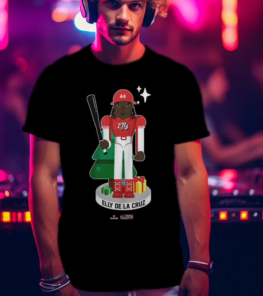 Elly De La Cruz MLBPA Nutcracker Cincinnati Reds MLB Christmas Festive Holiday Clutch Baseball Player Image T-Shirt