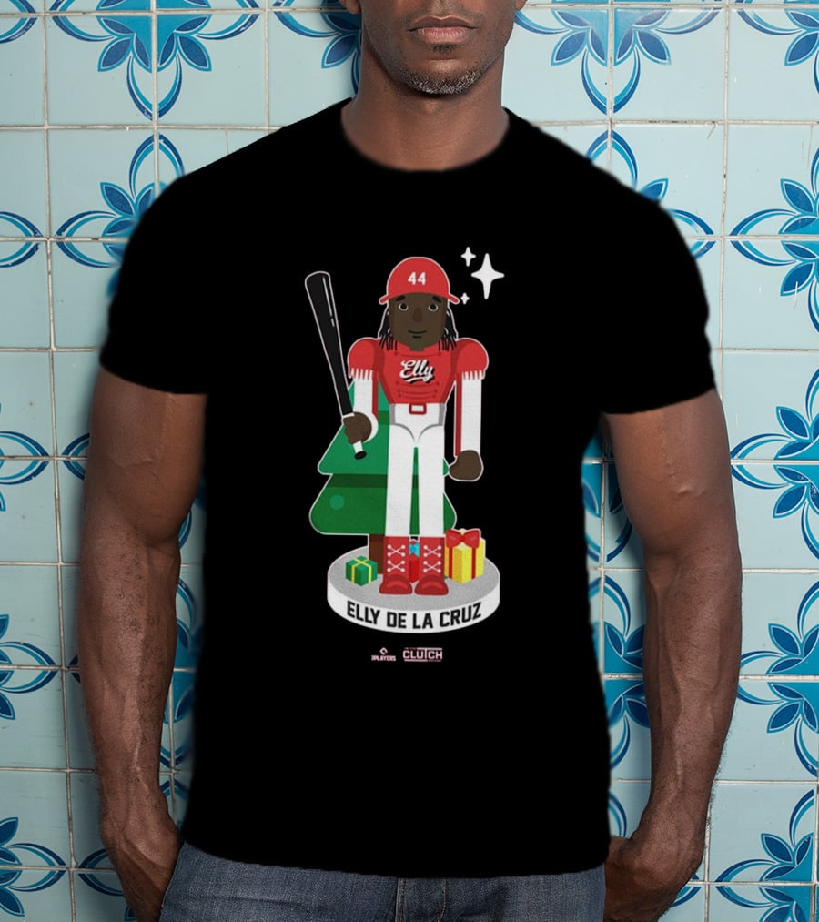 Elly De La Cruz MLBPA Nutcracker Cincinnati Reds MLB Christmas Festive Holiday Clutch Baseball Player Image T-Shirt