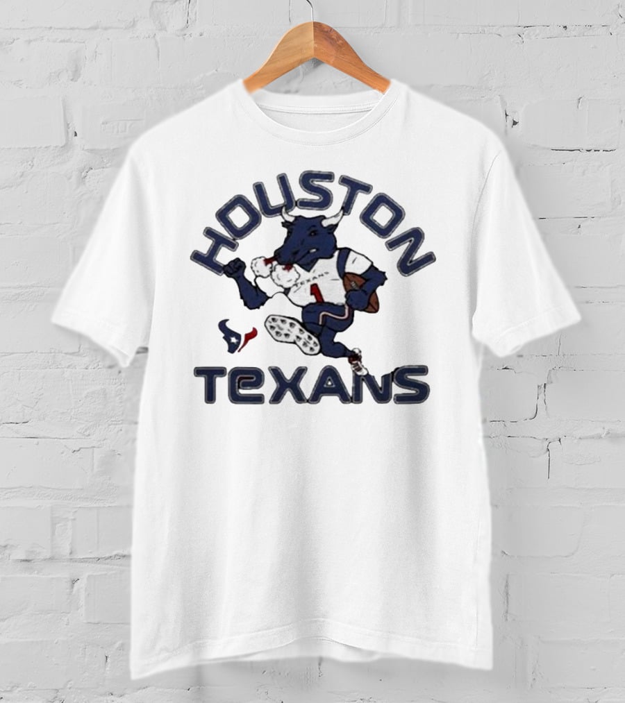 Houston Texans Toro Mascot Running Football T-Shirt