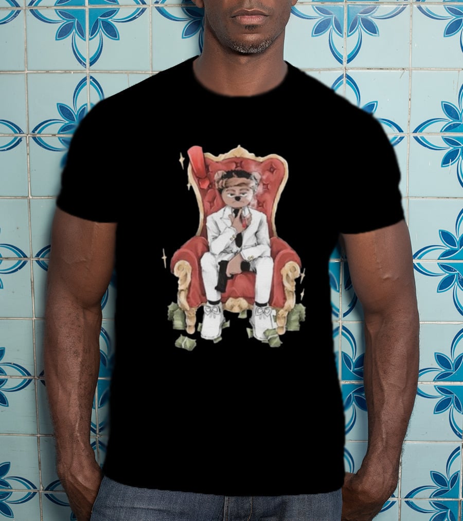 Top Kid Korro Sitting On Red Throne With Money Rolls And Suit T-Shirt