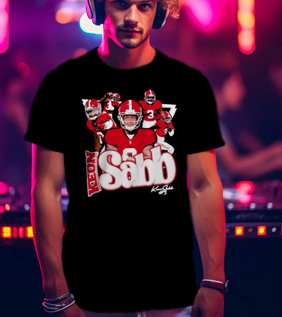 Keon Sabb 3 Alabama Crimson Tide Football Caricature Signature Crimson Jersey Players T-Shirt