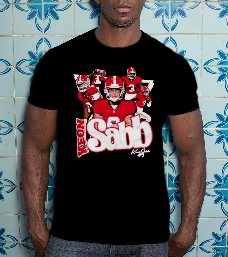 Keon Sabb 3 Alabama Crimson Tide Football Caricature Signature Crimson Jersey Players T-Shirt