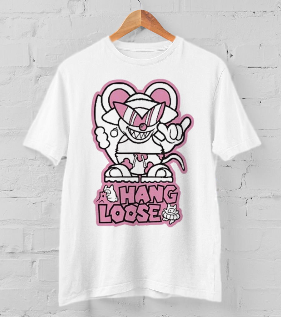 Hang Loose Mouse Art With Sunglasses And Surfboard T-Shirt
