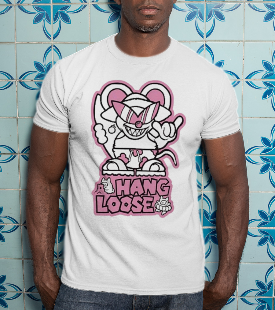 Hang Loose Mouse Art With Sunglasses And Surfboard T-Shirt