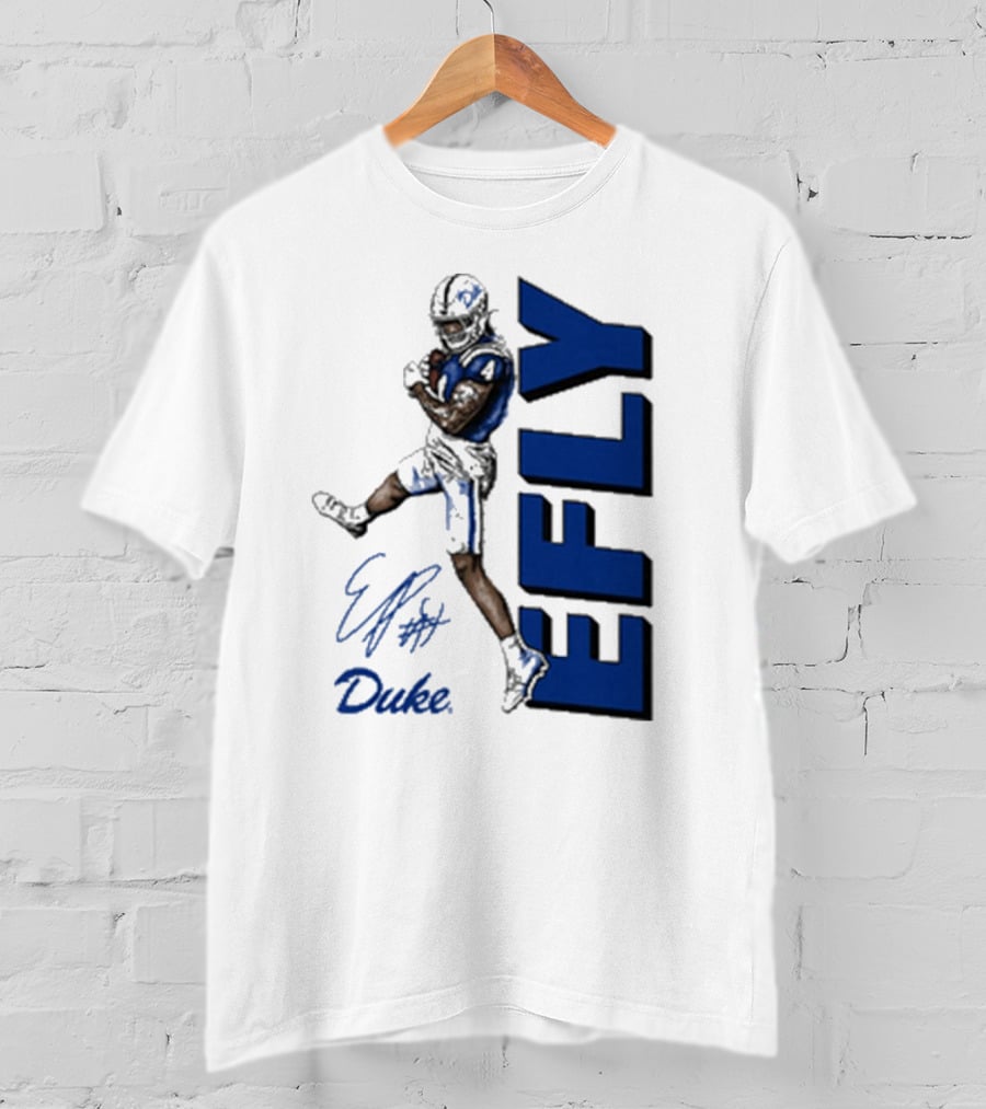 Eli Pancol #4 Duke Blue Devils EFLY Football Signature T-Shirt