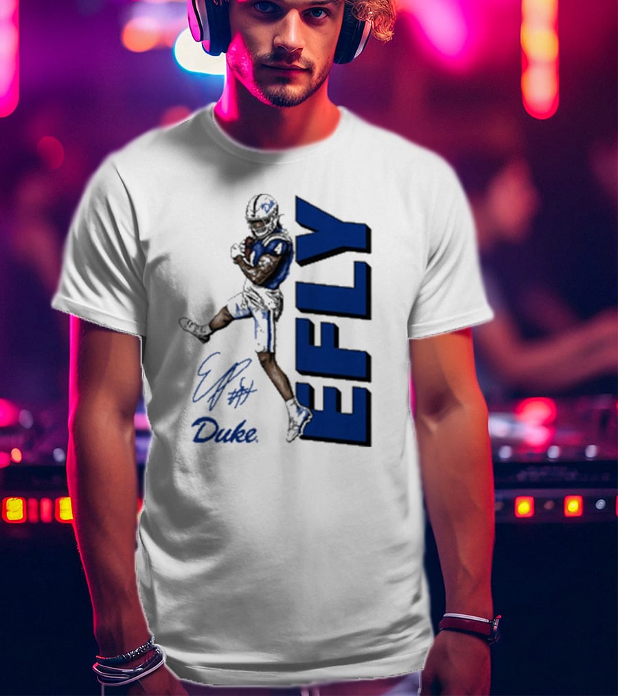 Eli Pancol #4 Duke Blue Devils EFLY Football Signature T-Shirt