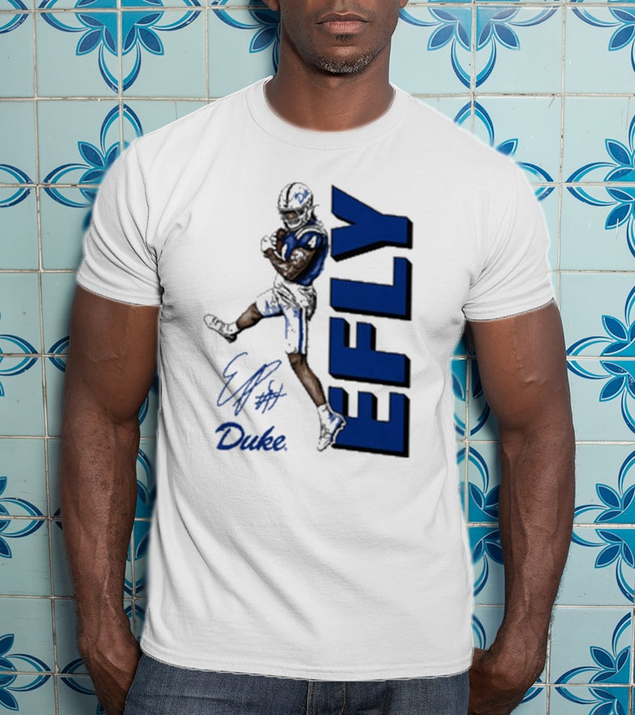 Eli Pancol #4 Duke Blue Devils EFLY Football Signature T-Shirt