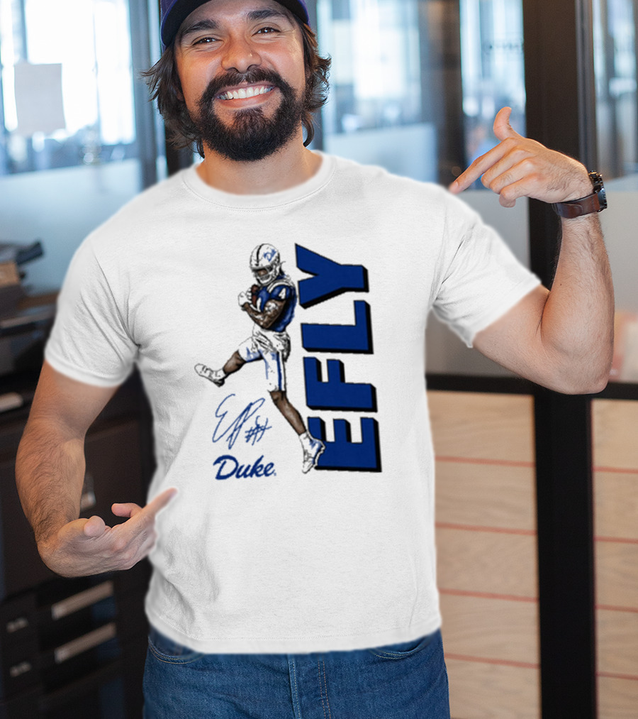 Eli Pancol #4 Duke Blue Devils EFLY Football Signature T-Shirt