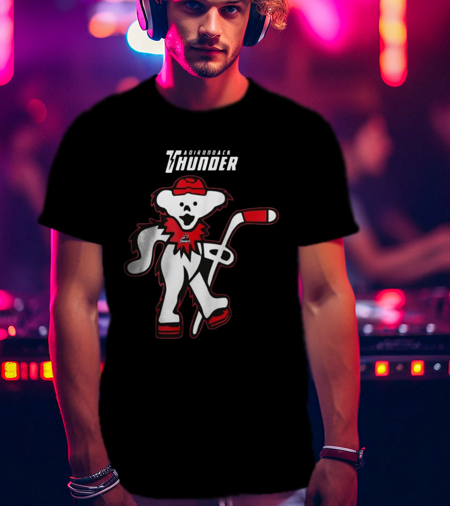 Adirondack Thunder Grateful Dead Night 2025 Hockey Bear T-Shirt