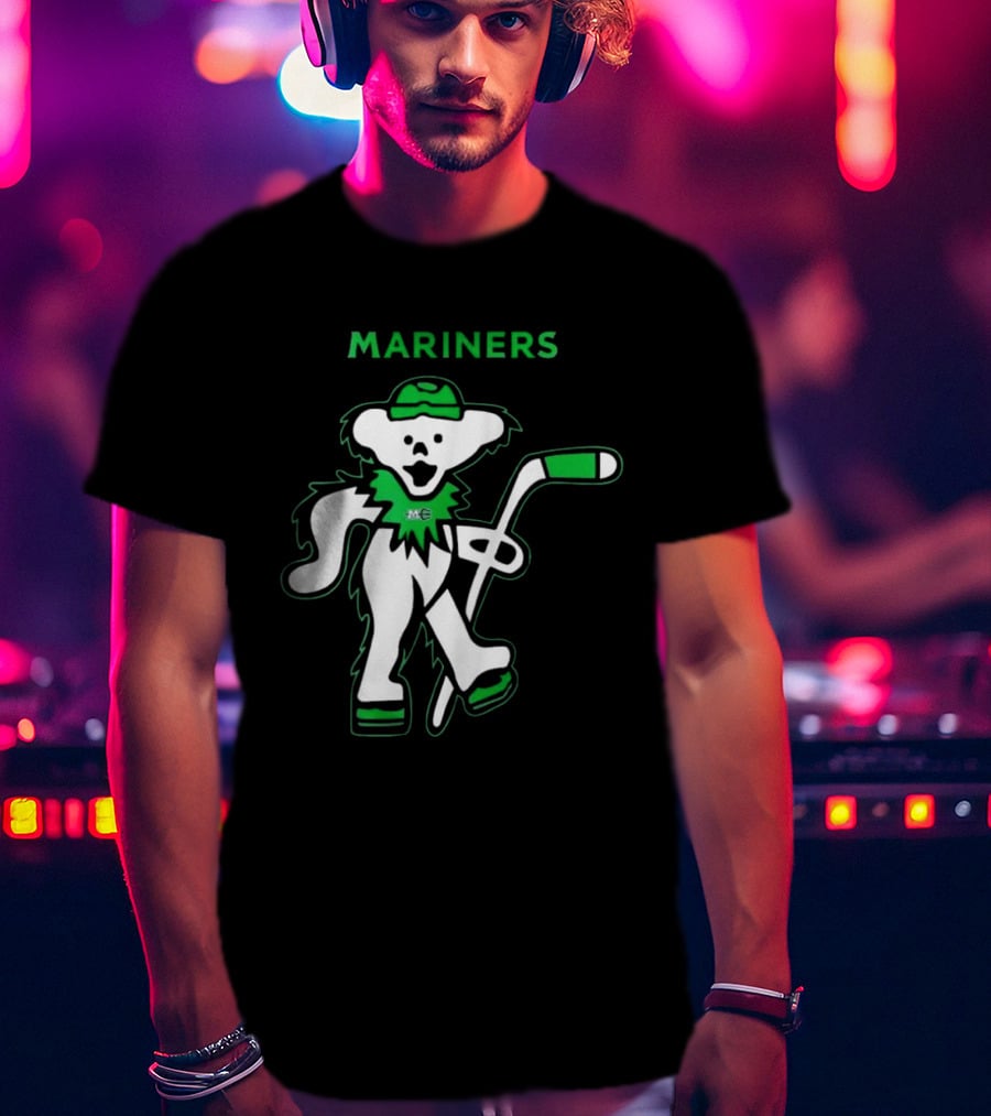 Maine Mariners 2025 Grateful Dead Night Hockey Dancing Bear T-Shirt