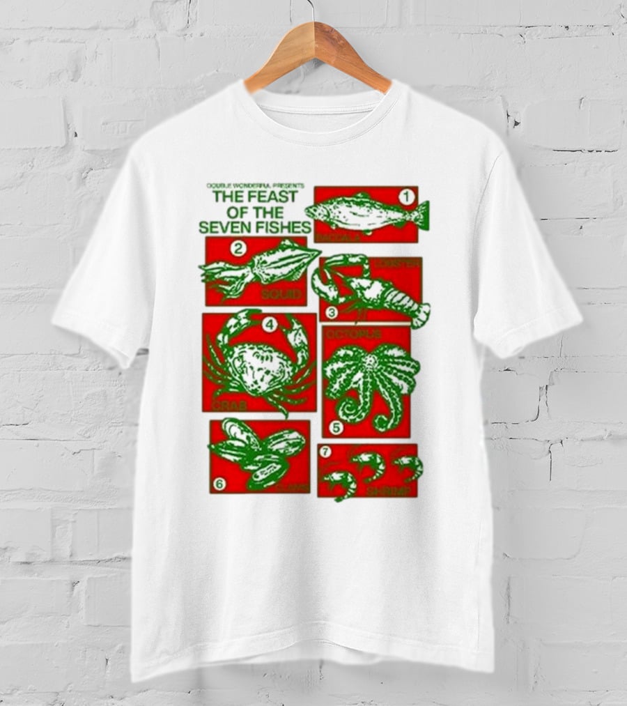 Double Wonderful Presents The Feast Of The Seven Fishes Fish Squid Lobster Crab Octopus Shrimp Clams T-Shirt