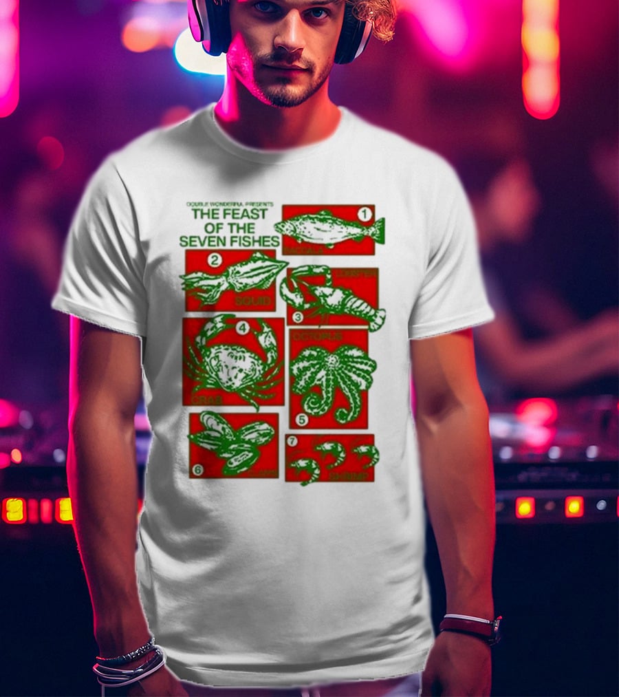 Double Wonderful Presents The Feast Of The Seven Fishes Fish Squid Lobster Crab Octopus Shrimp Clams T-Shirt