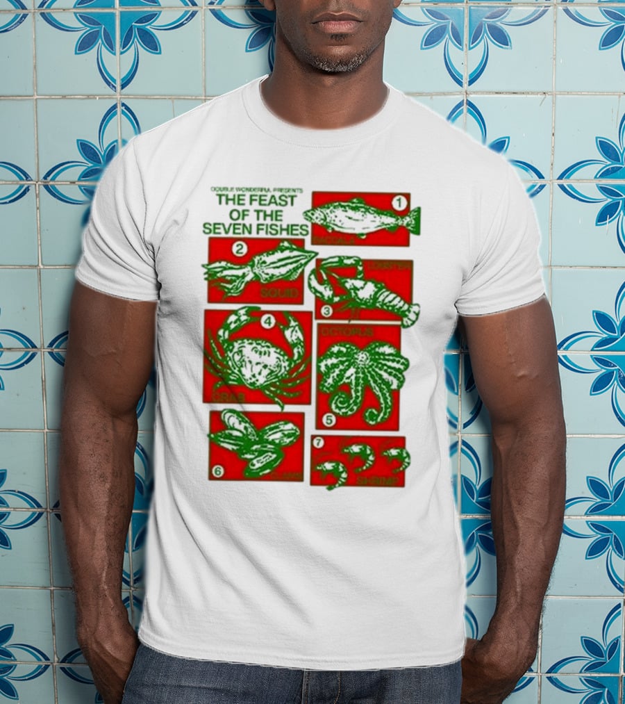 Double Wonderful Presents The Feast Of The Seven Fishes Fish Squid Lobster Crab Octopus Shrimp Clams T-Shirt