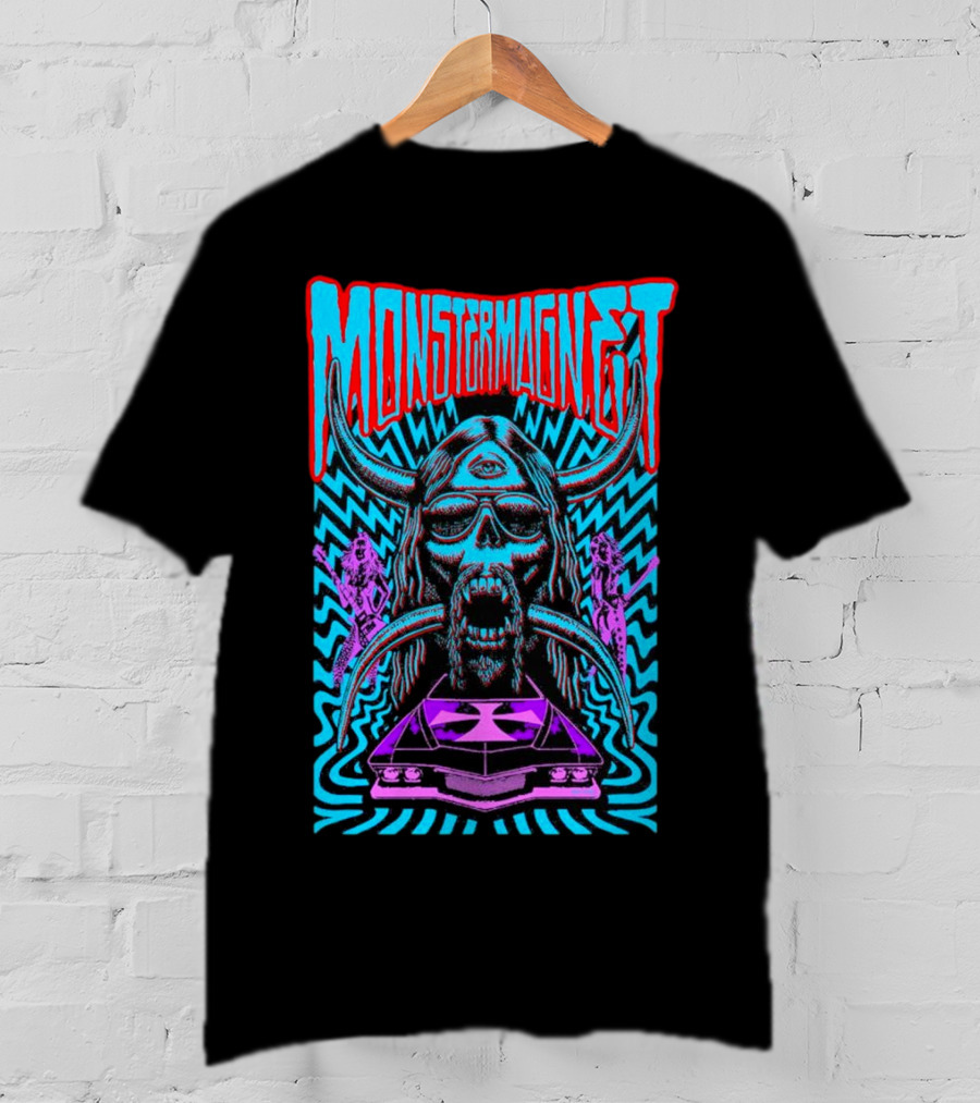 Monster Magnet Vampiric Psychedelic Skull And Car T-Shirt