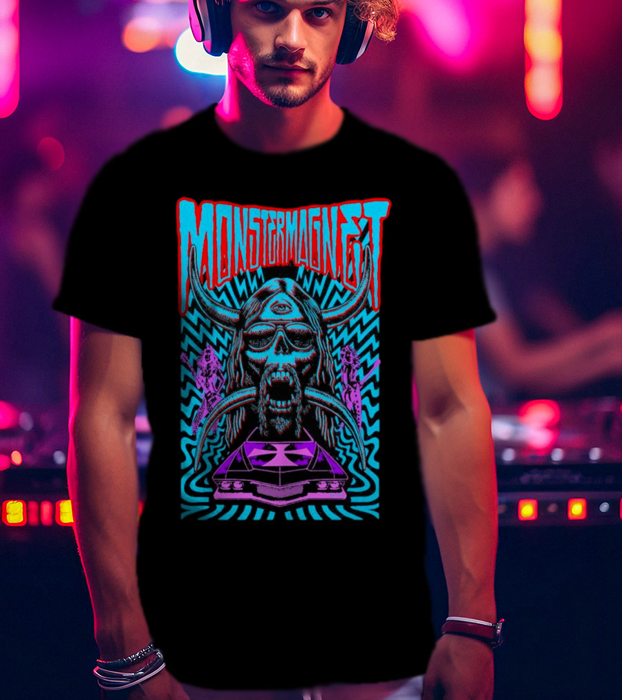 Monster Magnet Vampiric Psychedelic Skull And Car T-Shirt