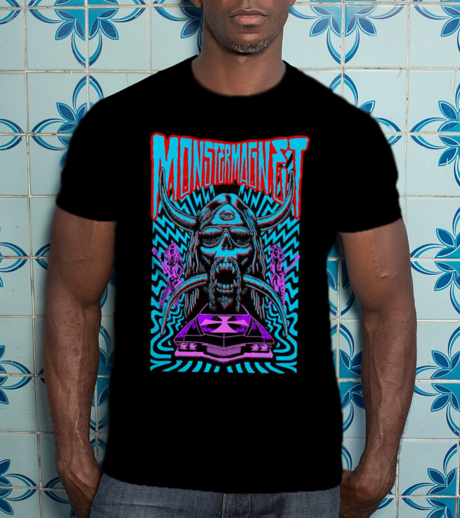 Monster Magnet Vampiric Psychedelic Skull And Car T-Shirt