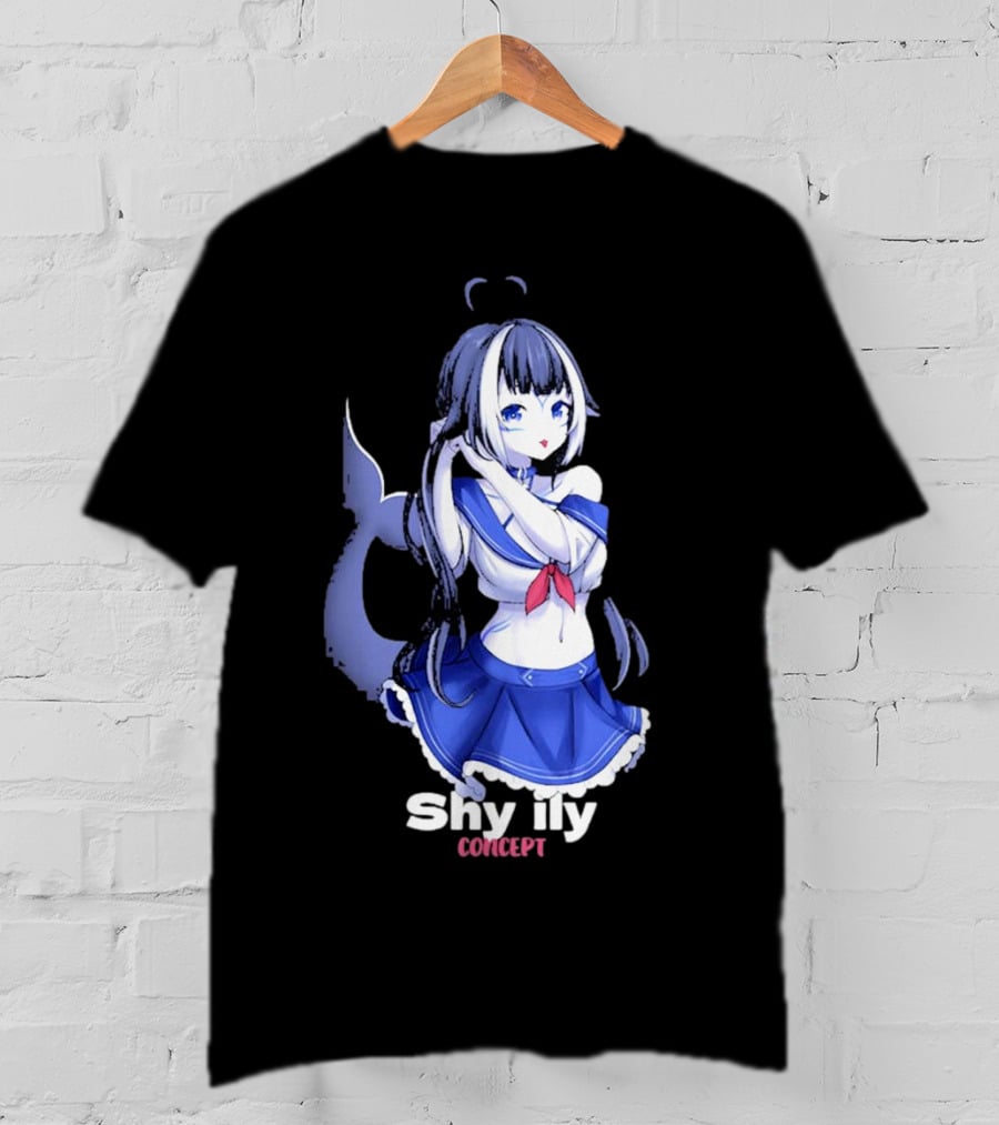 Shy Lily Concept Monochrome Anime Character T-Shirt