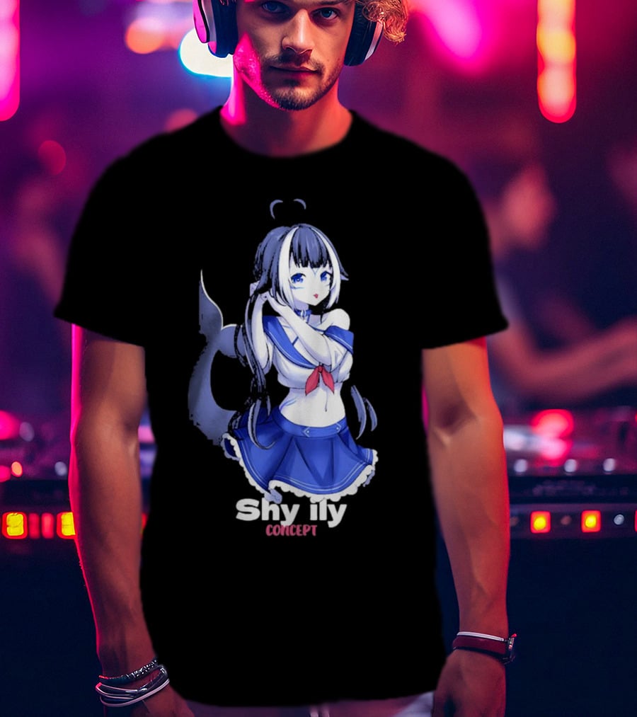 Shy Lily Concept Monochrome Anime Character T-Shirt