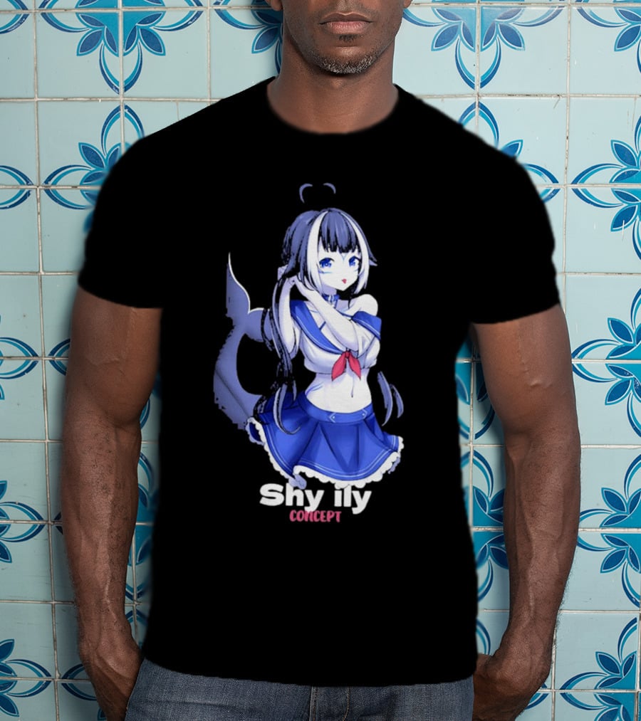 Shy Lily Concept Monochrome Anime Character T-Shirt