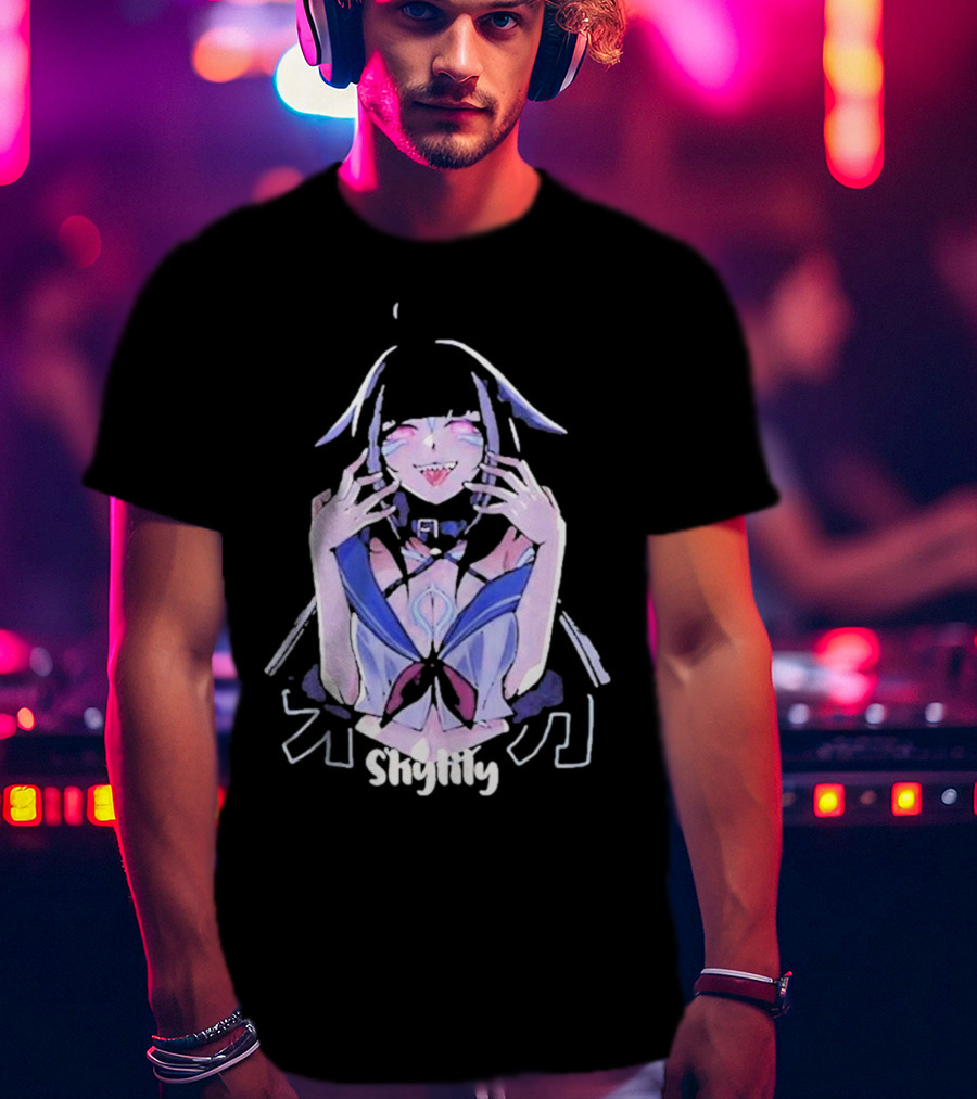 Shylily Yandere Anime Character With Fanged Smile And Pointed Ears T-Shirt