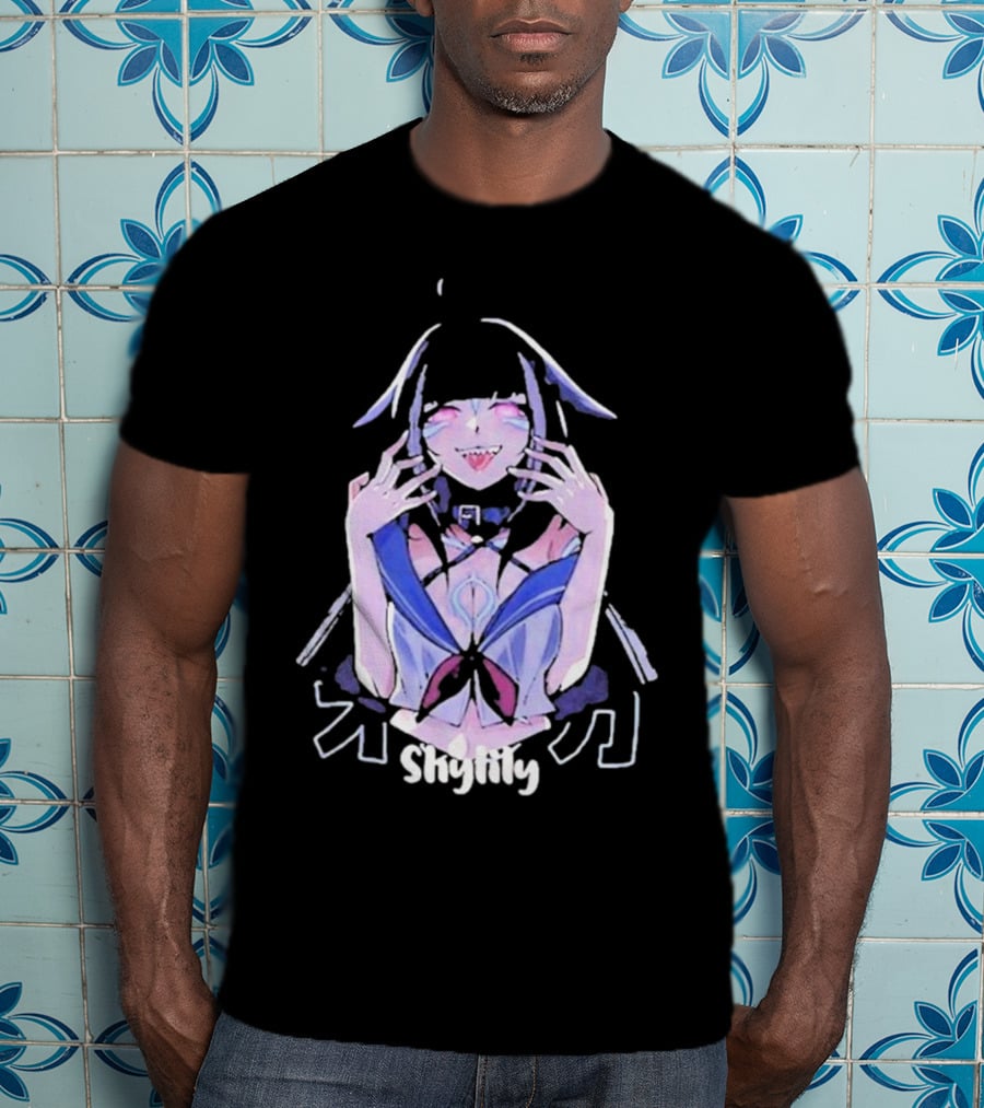 Shylily Yandere Anime Character With Fanged Smile And Pointed Ears T-Shirt