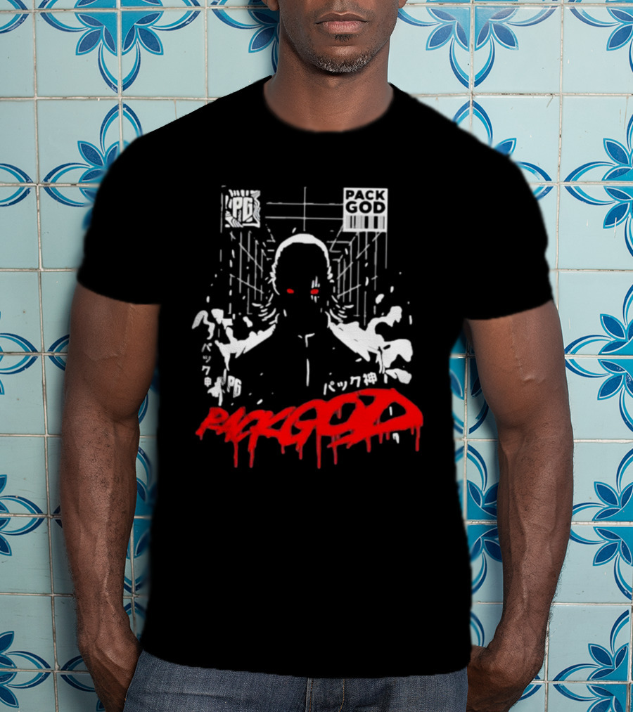 Packgod PG Red Eyes Urban Barcode Aesthetic T-Shirt