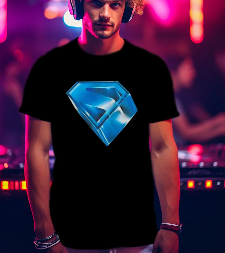 Superman 2025 Movie Stylized S-Shield Blue Diamond Emblem T-Shirt