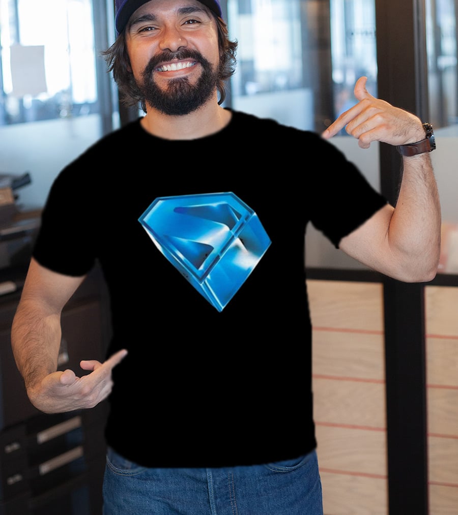 Superman 2025 Movie Stylized S-Shield Blue Diamond Emblem T-Shirt