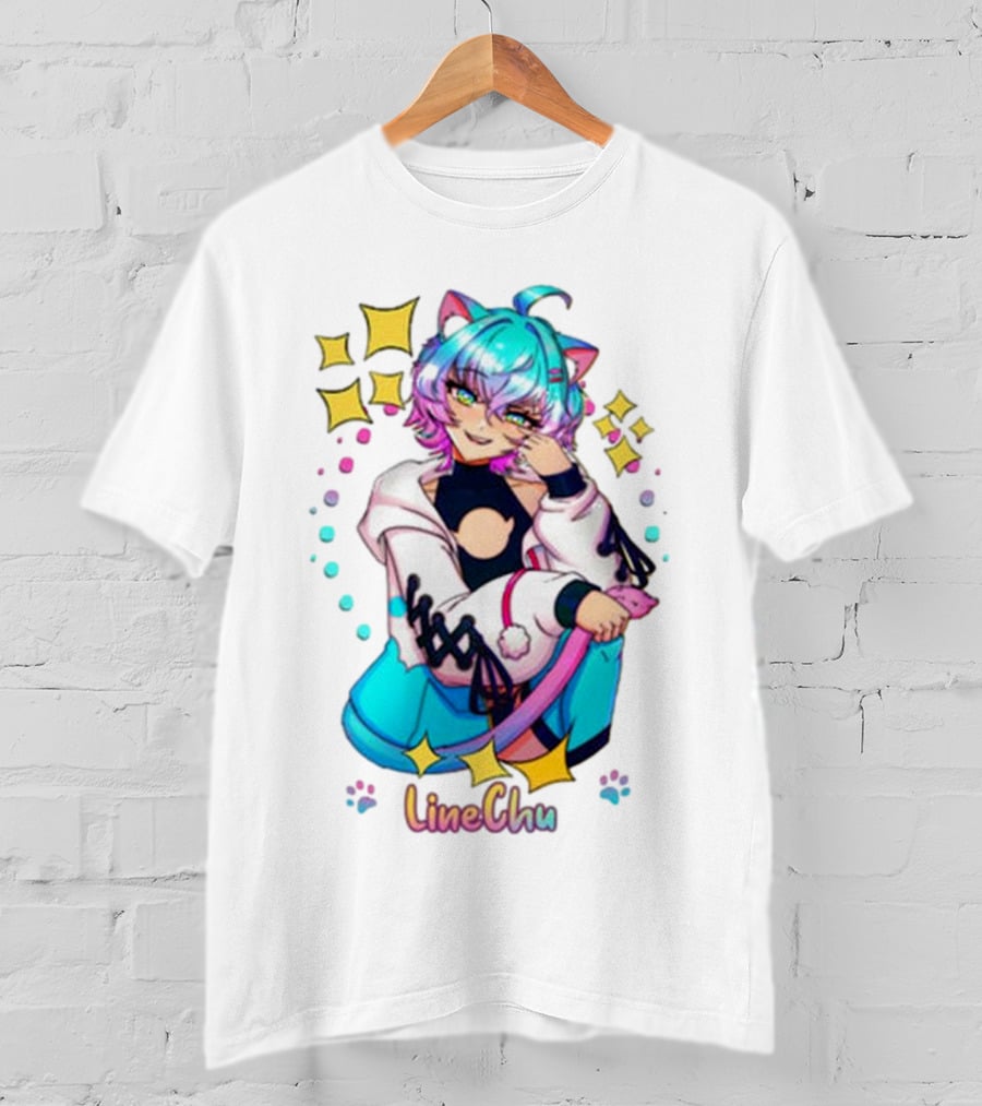LineChu Glimmer Anime Character With Cat Ears And Colorful Pastel Aesthetic T-Shirt