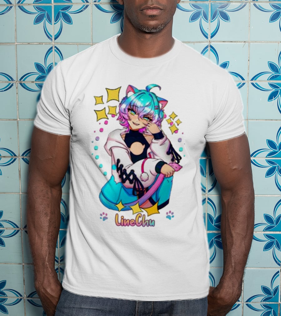 LineChu Glimmer Anime Character With Cat Ears And Colorful Pastel Aesthetic T-Shirt
