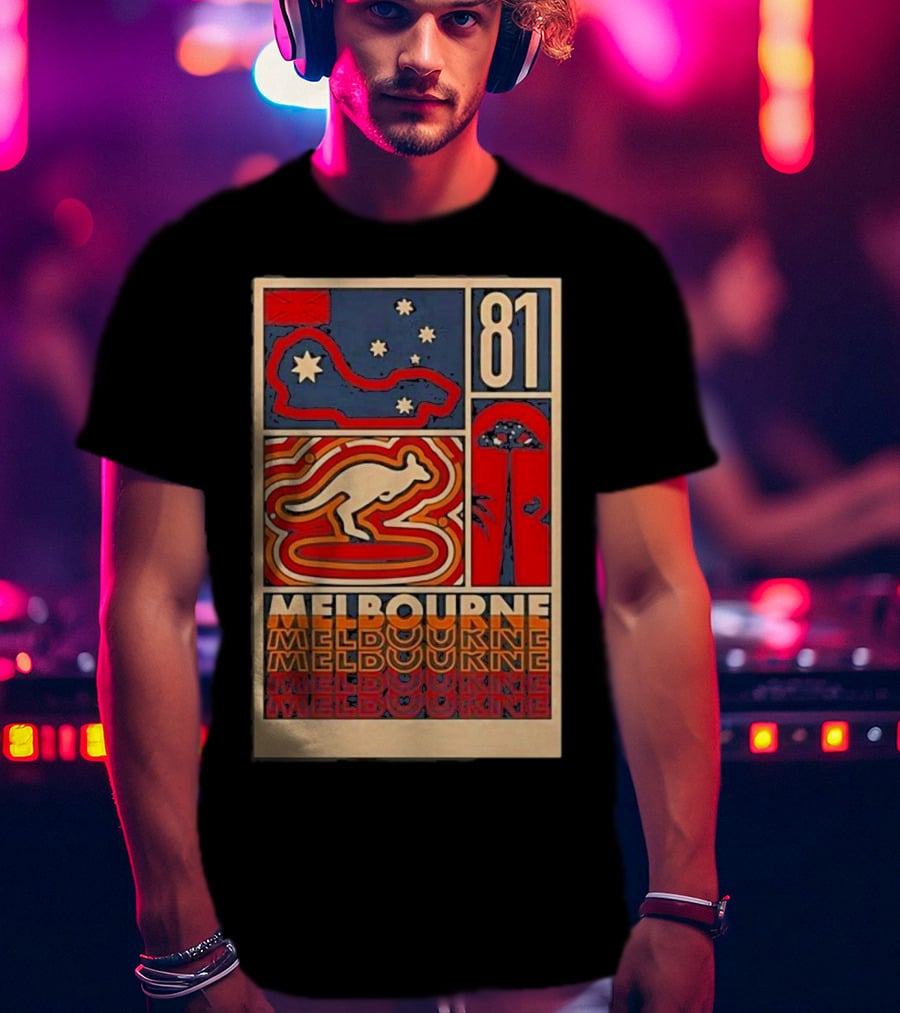 Melbourne 81 Stars Kangaroo Design Funny Oscar Piastri T-Shirt
