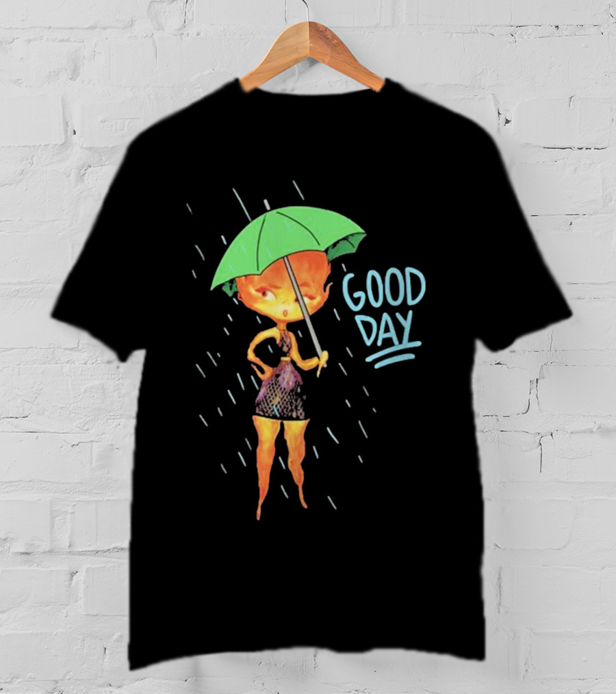 Good Day Ember Lumen Raindrops Green Umbrella T-Shirt