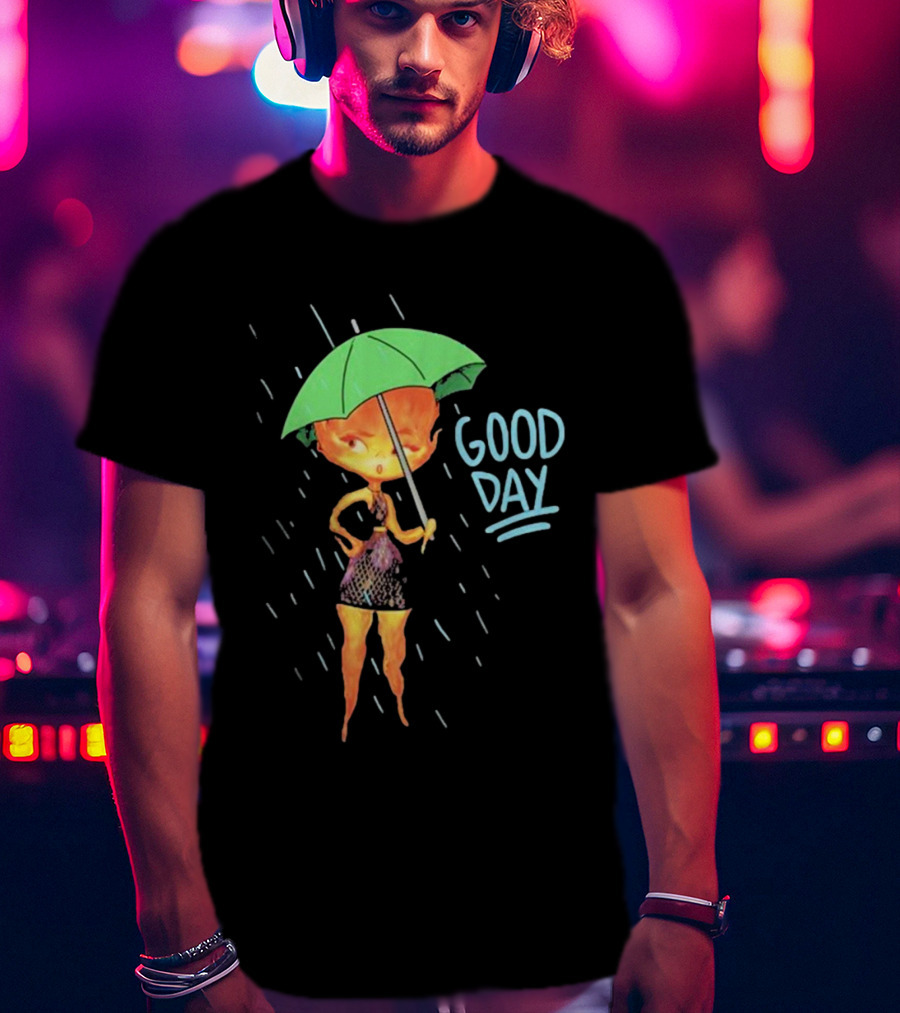 Good Day Ember Lumen Raindrops Green Umbrella T-Shirt