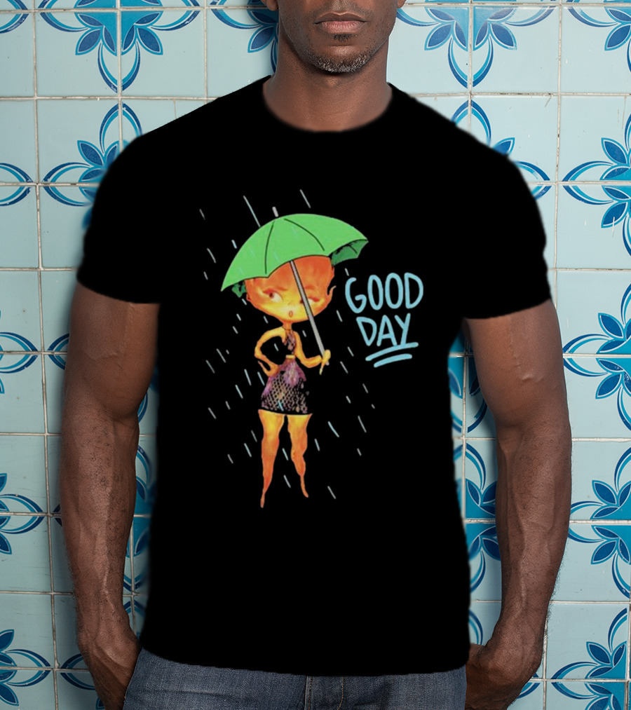 Good Day Ember Lumen Raindrops Green Umbrella T-Shirt