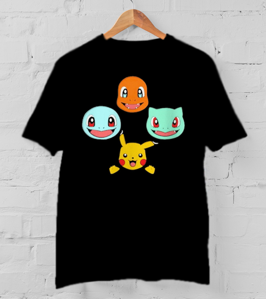 Pokemon Bohemian Rhapsody Charmander Squirtle Bulbasaur Pikachu Faces T-Shirt